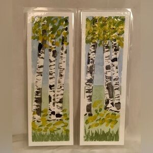 Original Birch Tree Art Bookmarks Laminated Size 7.5”x2.5”